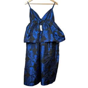 Anthropologie Midi Dress Floral Sleeveless Open-Back Tiered Black Motif Small